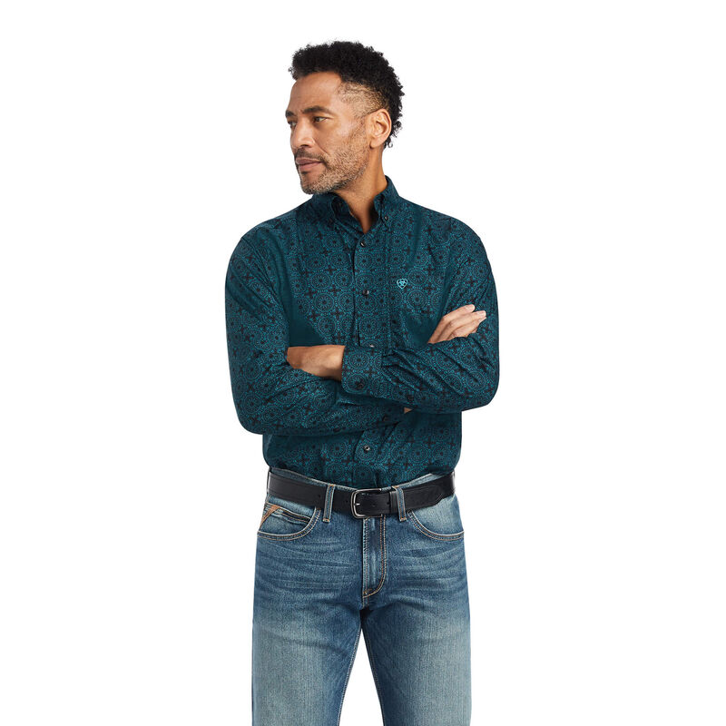 Ariat Hemden Herren - Kyler Fitted Blau/Schwarz ( GBJUI-2195 )